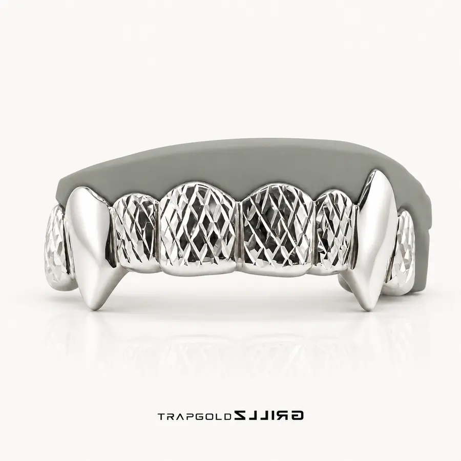 Diamond Cut 4 + Fangs — White Silver
